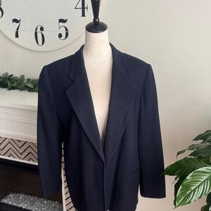 Elegant Navy Women's Wool Blazer